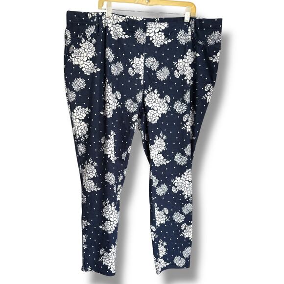 Terrra and Sky Womens Blue White Floral Jegging Full Length 3X NEW - Picture 1 of 6